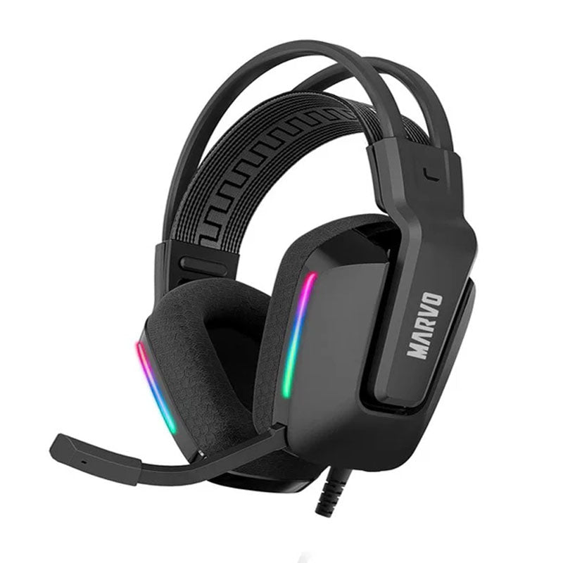 MARVO H8619 BK USB Wired RGB Gaming Headset With Detachable Microphone - Black MARVO H8619 BK USB Wired RGB Gaming Headset With Detachable Microphone - Black